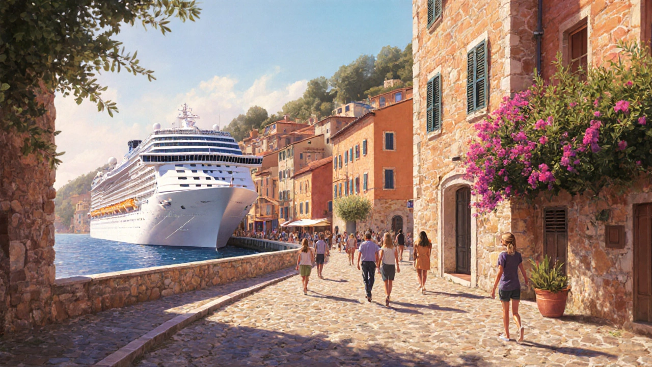 Средиземноморский порт в сентябре с тихими улочками и древними зданиями.