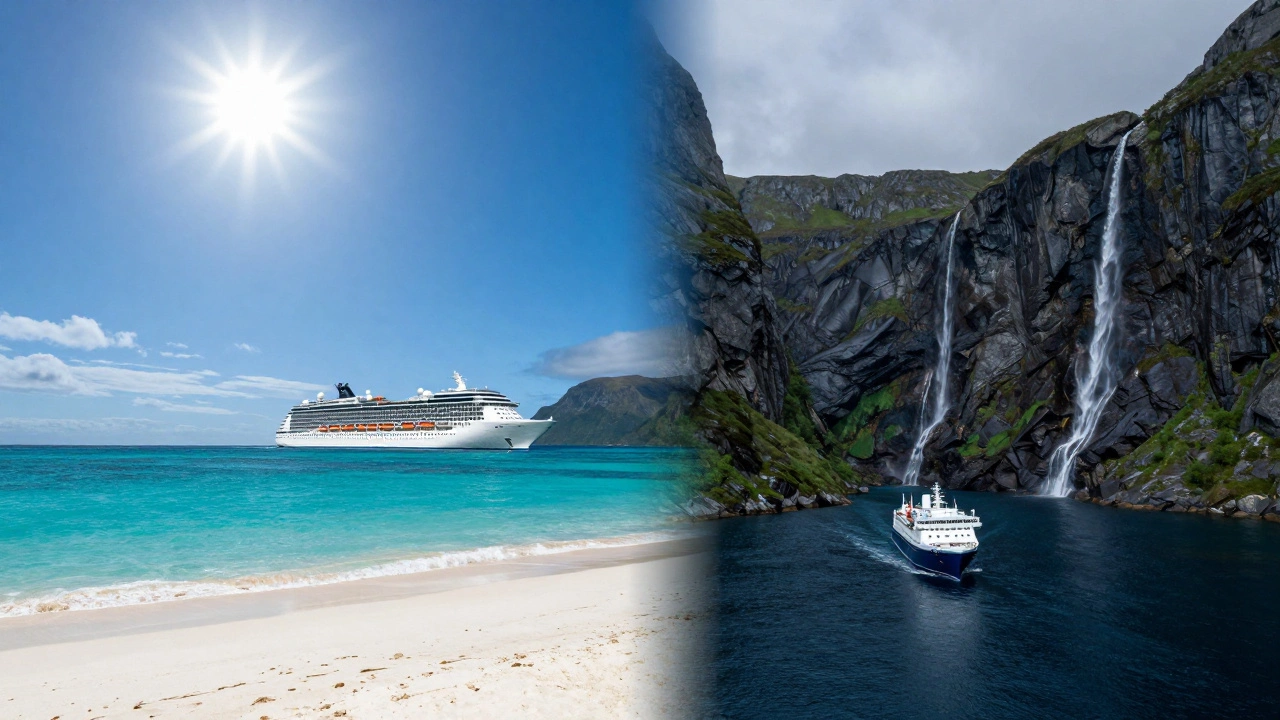 Контраст между тропическими пляжами Кариб и величественными норвежскими фьордами