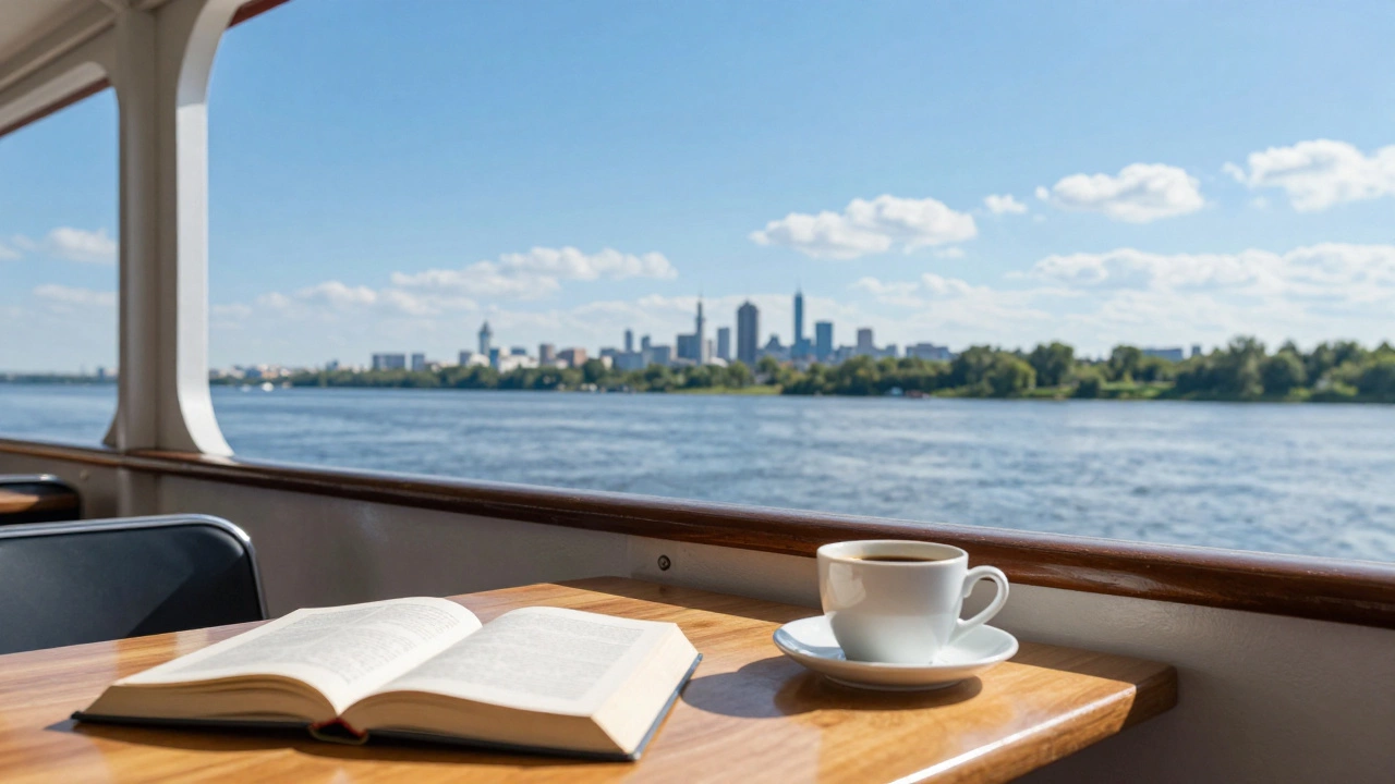 Уютный отдых на палубе теплохода с видом на реку и панораму Казани